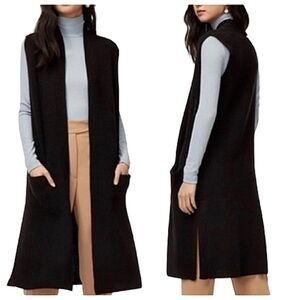 Aritzia Wilfred Dunkirk Merino Wool Long Black Sweater Vest Sz L